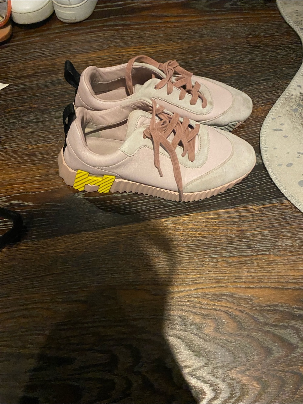 Hermes Pink and Beige Low-Top Sneakers